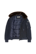 Navy blue and brown textile pilot jacket - Image n°7