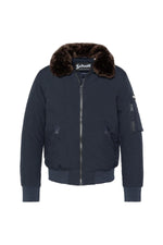 Navy blue and brown textile pilot jacket - Image n°6