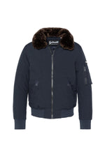 Navy blue and brown textile pilot jacket - Image n°6