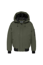 Khaki hooded jacket with drawstrings - Image n°7
