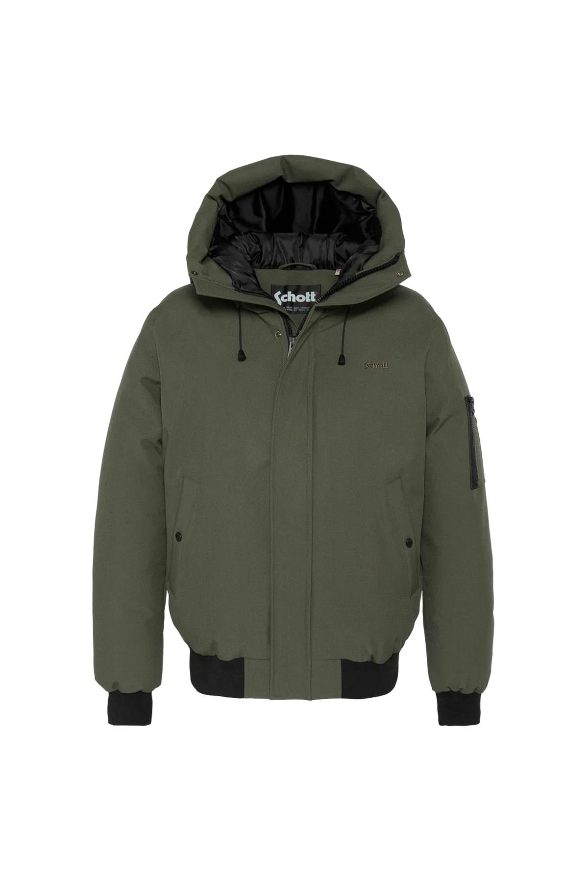 Khaki hooded jacket with drawstrings - Image n°7