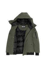 Khaki hooded jacket with drawstrings - Image n°8