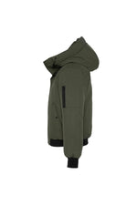 Khaki hooded jacket with drawstrings - Image n°9