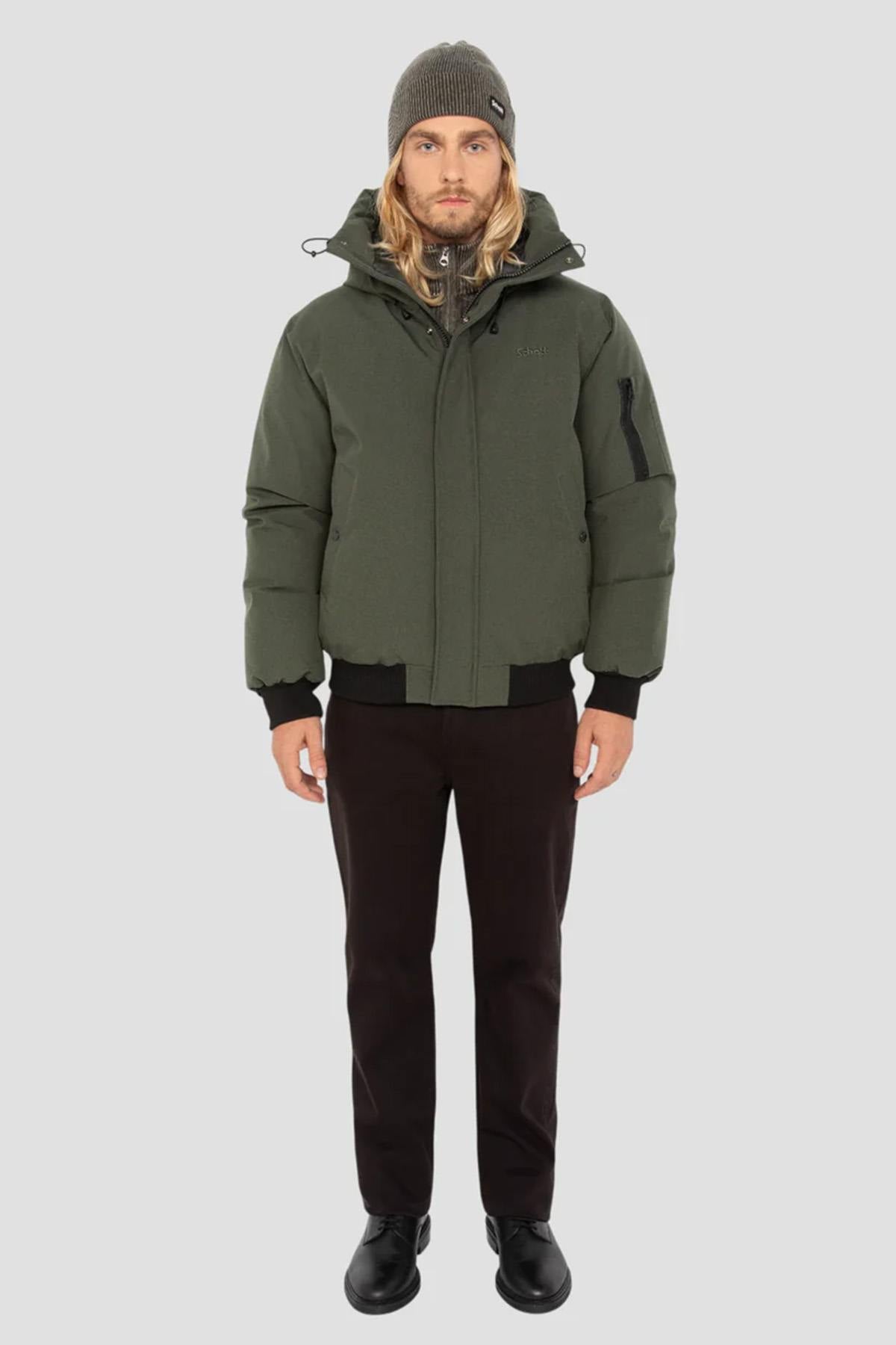 Khaki hooded jacket with drawstrings - Image n°5