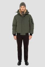 Khaki hooded jacket with drawstrings - Image n°5