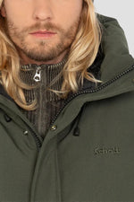 Khaki hooded jacket with drawstrings - Image n°4