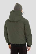 Khaki hooded jacket with drawstrings - Image n°3