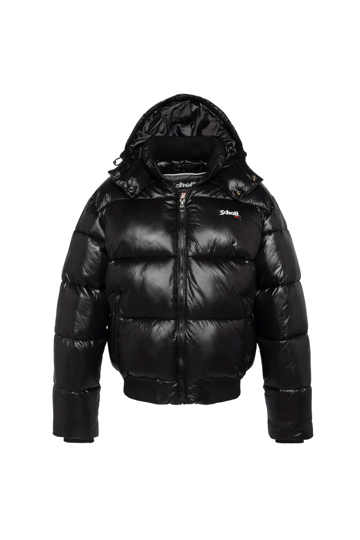 Black nylon down jacket with removable hood - Image n°4