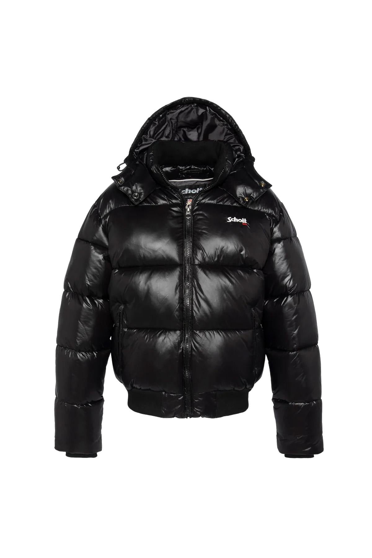 Black nylon down jacket with removable hood - Image n°4