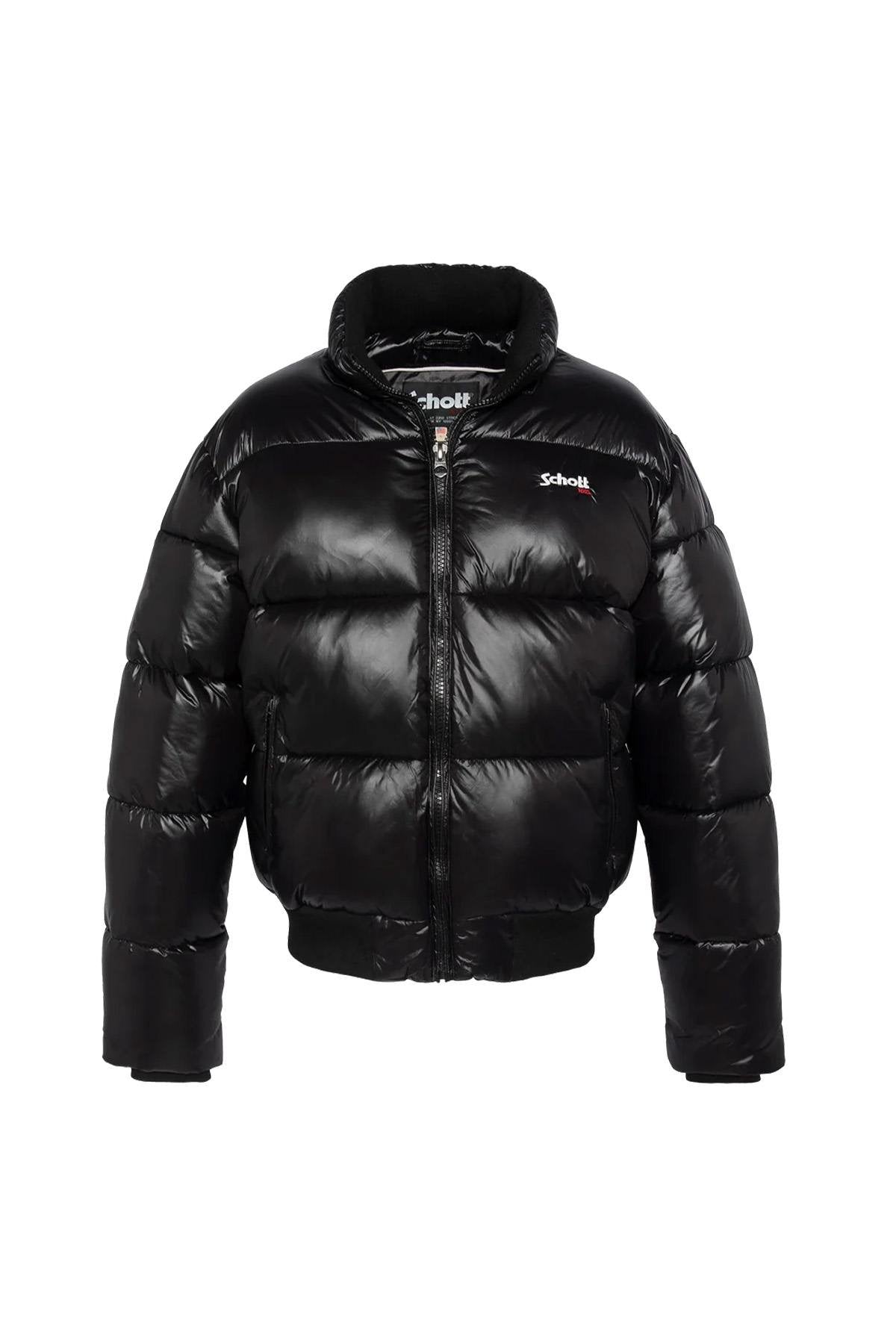 Black nylon down jacket with removable hood - Image n°8