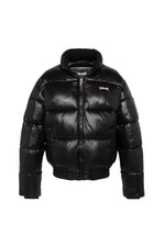 Black nylon down jacket with removable hood - Image n°8
