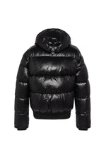 Black nylon down jacket with removable hood - Image n°7
