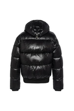 Black nylon down jacket with removable hood - Image n°7