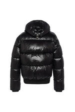 Black nylon down jacket with removable hood - Image n°7