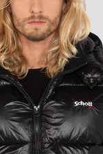 Black nylon down jacket with removable hood - Image n°5