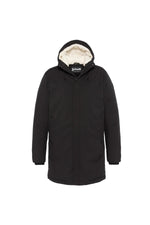 Black multi-pocket hooded parka - Image n°1