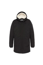 Black multi-pocket hooded parka - Image n°1
