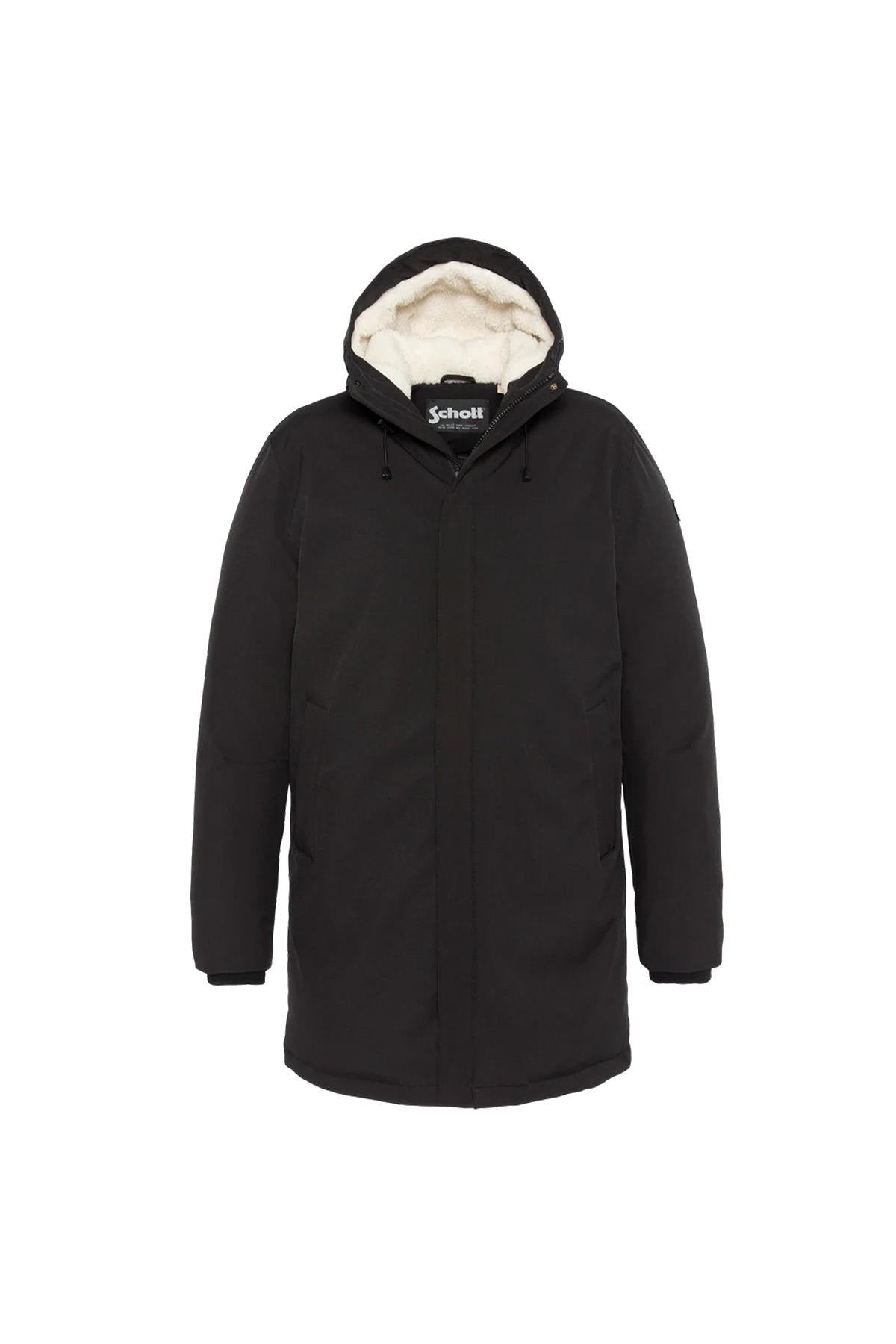 Black multi-pocket hooded parka - Image n°1