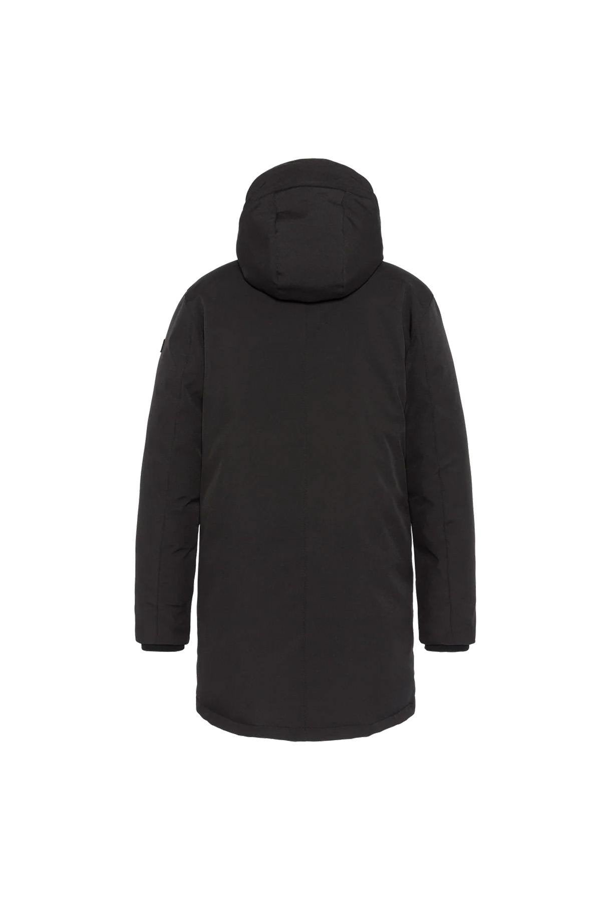 Black multi-pocket hooded parka - Image n°2