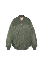 Bomber jacket type MA-1 green long oversize cut for women - Image n°4