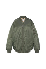 Bomber jacket type MA-1 green long oversize cut for women - Image n°4