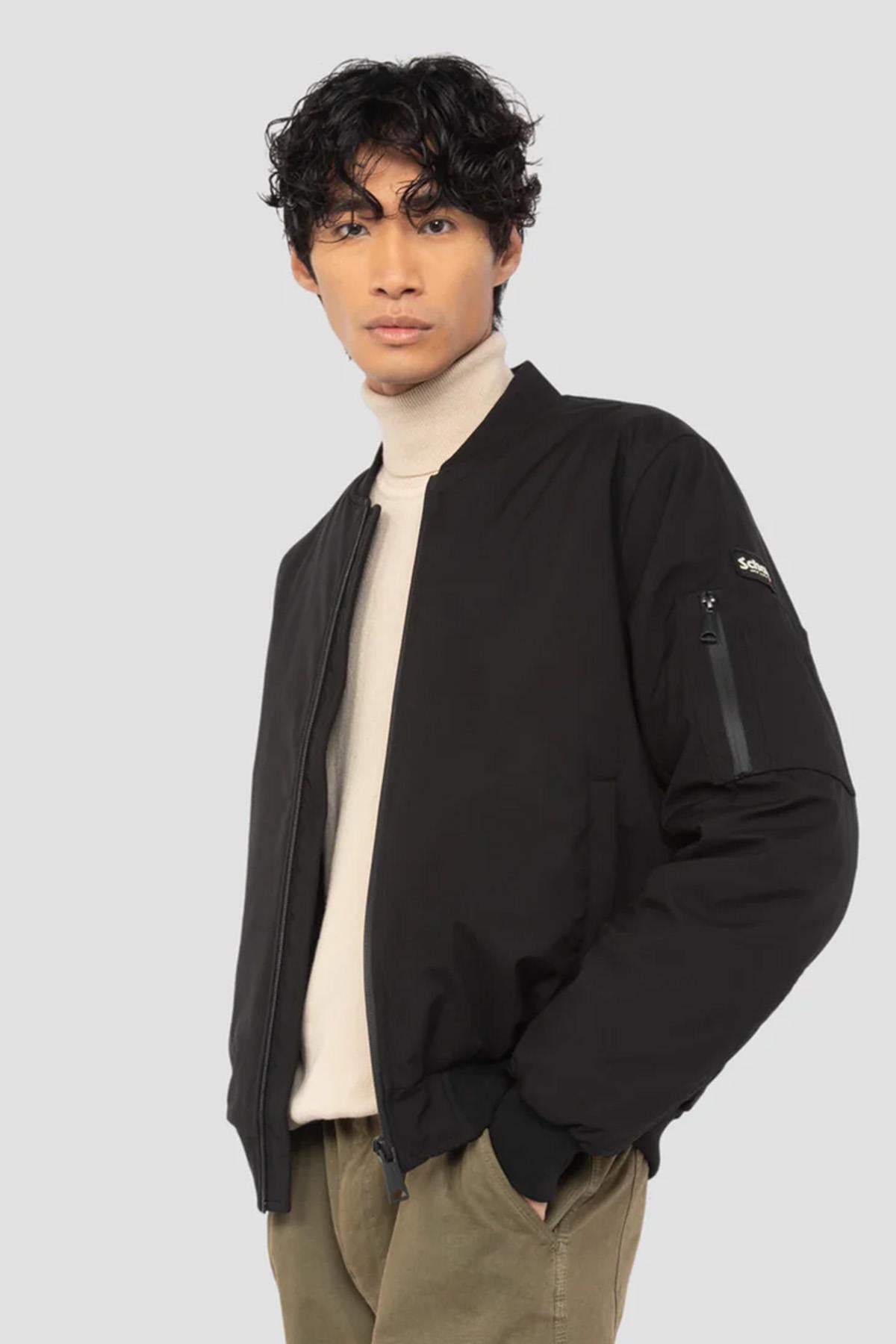 Lightweight black softshell bomber jacket - Image n°1