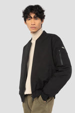 Lightweight black softshell bomber jacket - Image n°1