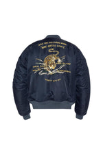 Dark Navy Embroidered MA-1 Bomber Jacket - Image n°7