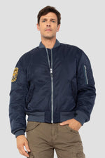 Dark Navy Embroidered MA-1 Bomber Jacket - Image n°3