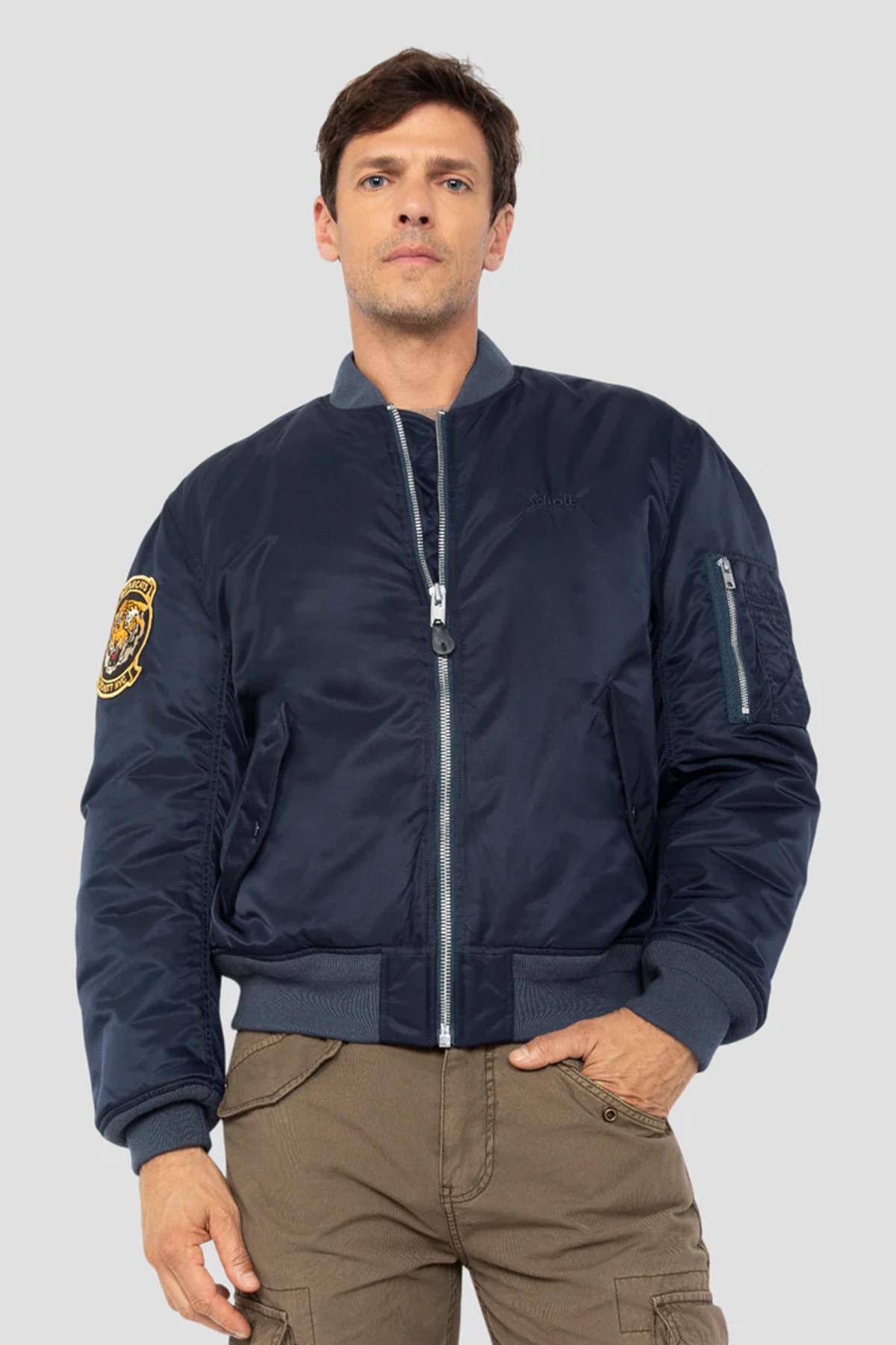 Dark Navy Embroidered MA-1 Bomber Jacket - Image n°3