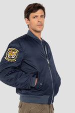 Dark Navy Embroidered MA-1 Bomber Jacket - Image n°1