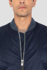 Dark Navy Embroidered MA-1 Bomber Jacket - Image n°9