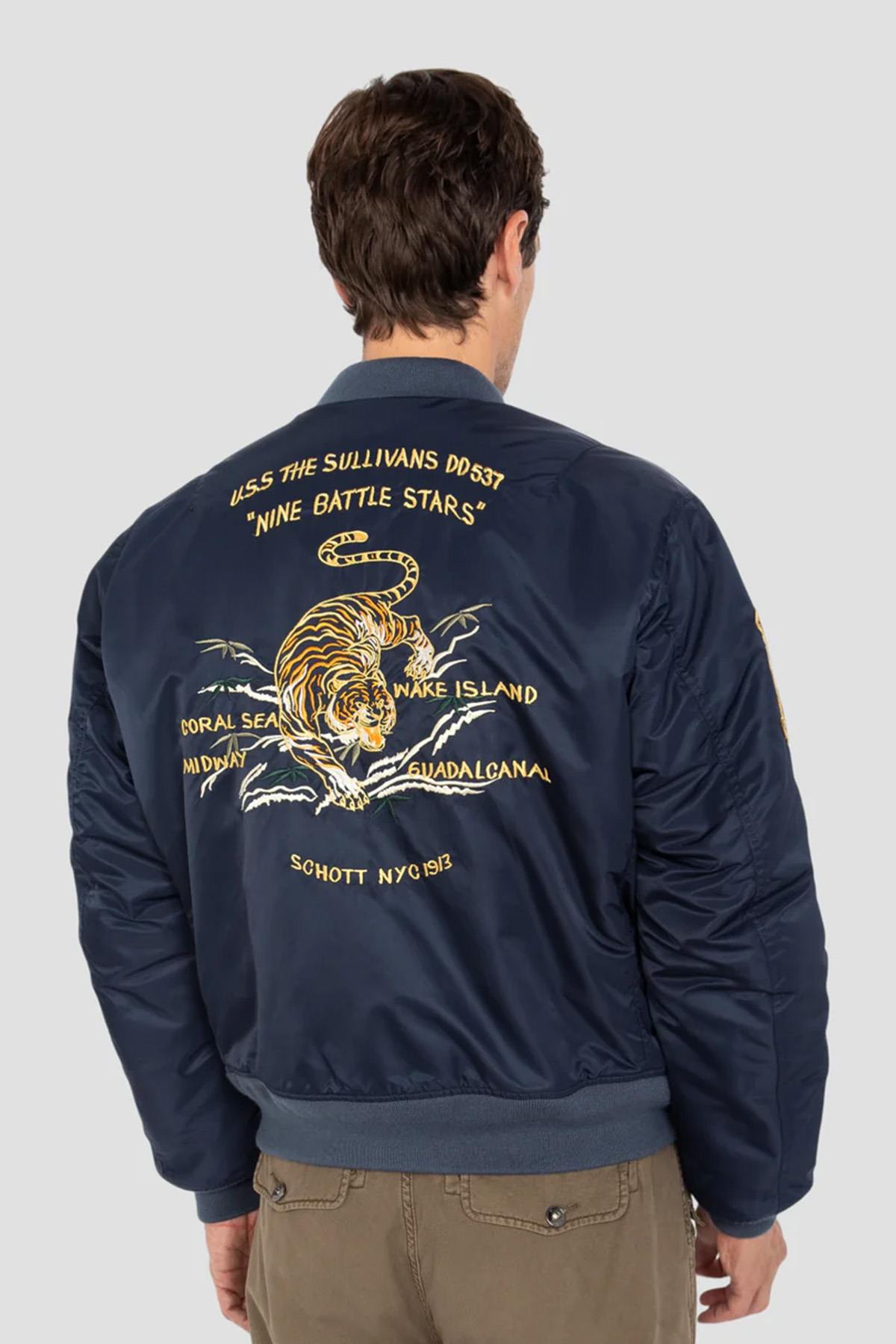 Dark Navy Embroidered MA-1 Bomber Jacket - Image n°2