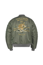 Embroidered green MA-1 bomber jacket - Image n°1