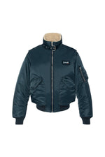 Navy blue nylon comfort fit pilot jacket - Image n°6