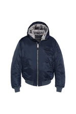Dark Navy MA-1 Bomber Jacket with Hood in Recycled Nylon - Image n°5