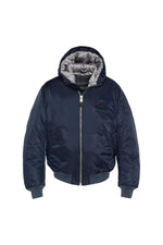 Dark Navy MA-1 Bomber Jacket with Hood in Recycled Nylon - Image n°5