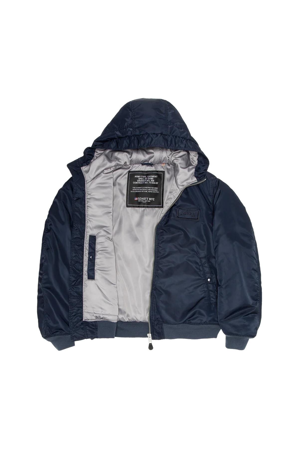 Dark Navy MA-1 Bomber Jacket with Hood in Recycled Nylon - Image n°6