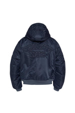 Dark Navy MA-1 Bomber Jacket with Hood in Recycled Nylon - Image n°7