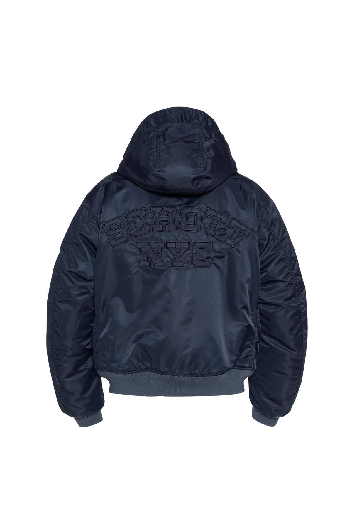Dark Navy MA-1 Bomber Jacket with Hood in Recycled Nylon - Image n°7