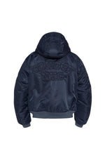 Dark Navy MA-1 Bomber Jacket with Hood in Recycled Nylon - Image n°7