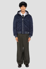 Dark Navy MA-1 Bomber Jacket with Hood in Recycled Nylon - Image n°8