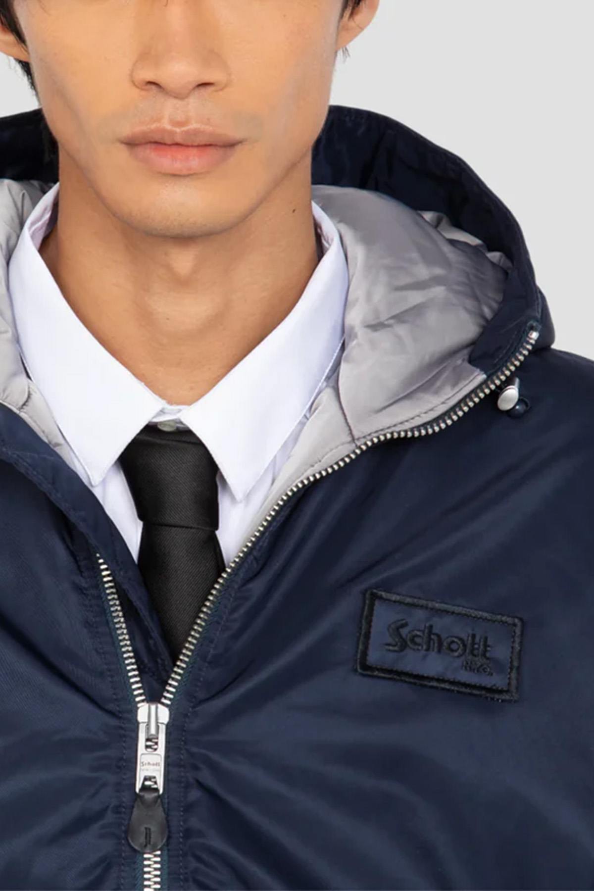 Dark Navy MA-1 Bomber Jacket with Hood in Recycled Nylon - Image n°4