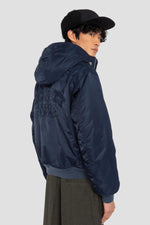 Dark Navy MA-1 Bomber Jacket with Hood in Recycled Nylon - Image n°2