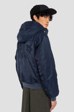 Dark Navy MA-1 Bomber Jacket with Hood in Recycled Nylon - Image n°2