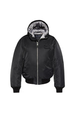 Black MA-1 bomber jacket with recycled nylon hood - Image n°8
