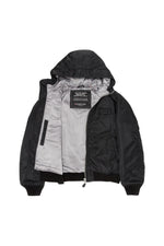 Black MA-1 bomber jacket with recycled nylon hood - Image n°9