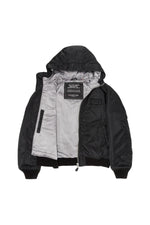 Black MA-1 bomber jacket with recycled nylon hood - Image n°9
