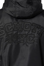 Black MA-1 bomber jacket with recycled nylon hood - Image n°5