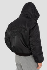 Black MA-1 bomber jacket with recycled nylon hood - Image n°2